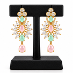 Pastel Gemstone Gold-Tone Chandelier Earrings | أقراط متدلية بتصميم ثريا وأحجار باستيل بلون ذهبي