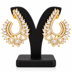 Gold-Tone Leaf Design Crystal Statement Earrings | أقراط بارزة بتصميم أوراق وأحجار كريستالية بلون ذهبي