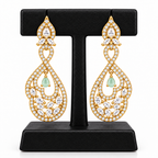 Gold-Tone Teardrop Dangle Earrings with Mint Green Stones | أقراط متدلية بلون ذهبي وأحجار باللون الأخضر النعناعي