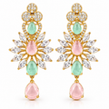 Pastel Gemstone Gold-Tone Chandelier Earrings | أقراط متدلية بتصميم ثريا وأحجار باستيل بلون ذهبي
