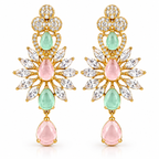 Pastel Gemstone Gold-Tone Chandelier Earrings | أقراط متدلية بتصميم ثريا وأحجار باستيل بلون ذهبي
