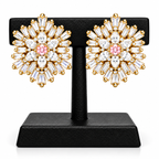 Starburst Crystal Stud Earrings with Pink Centre Stone | أقراط كريستالية بتصميم النجمة وحجر وردي مركزي
