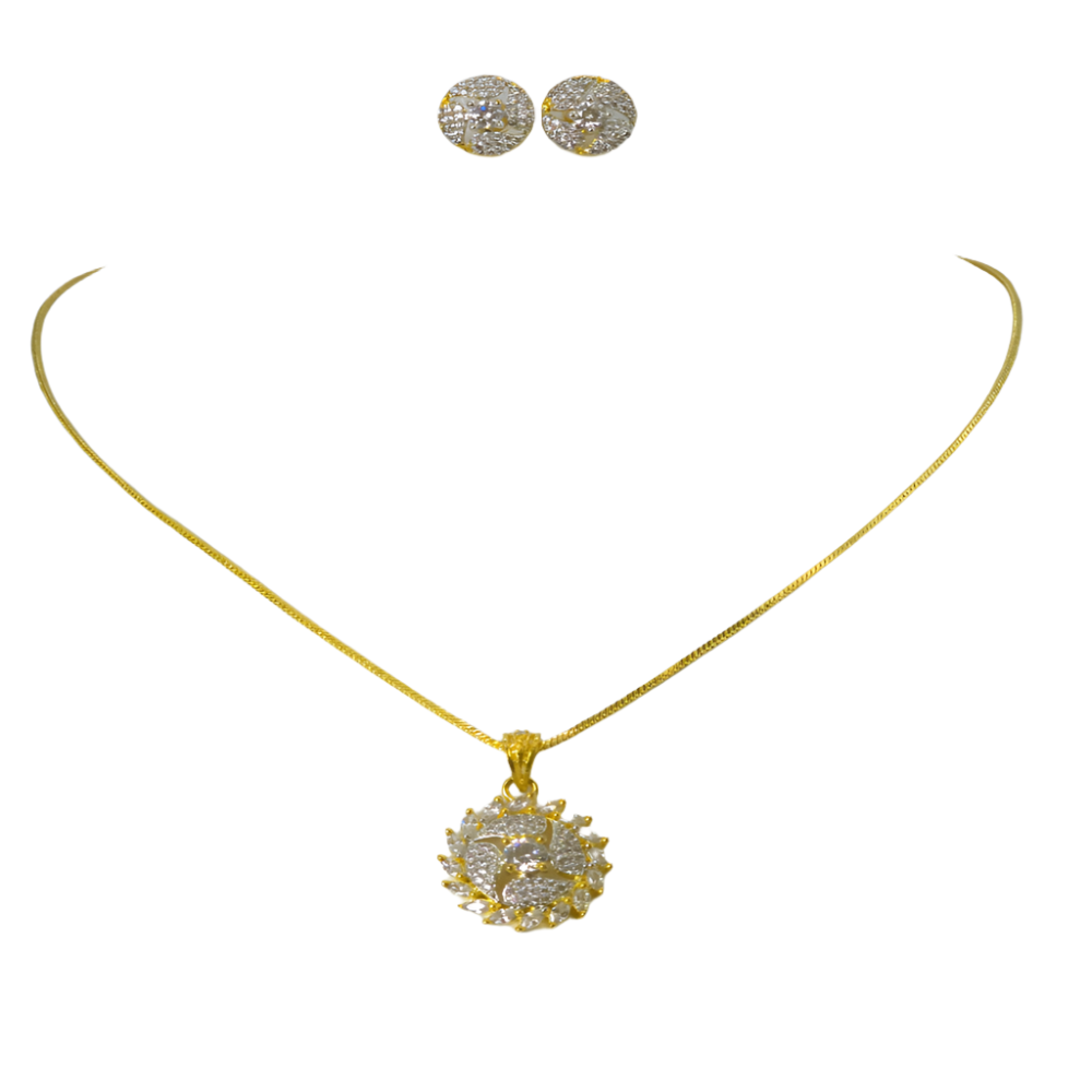Exquisite Golden Cubic Zirconia Pendant Set