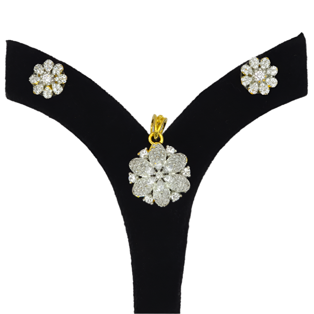 Elegant Golden Cubic Zirconia Pendant Set