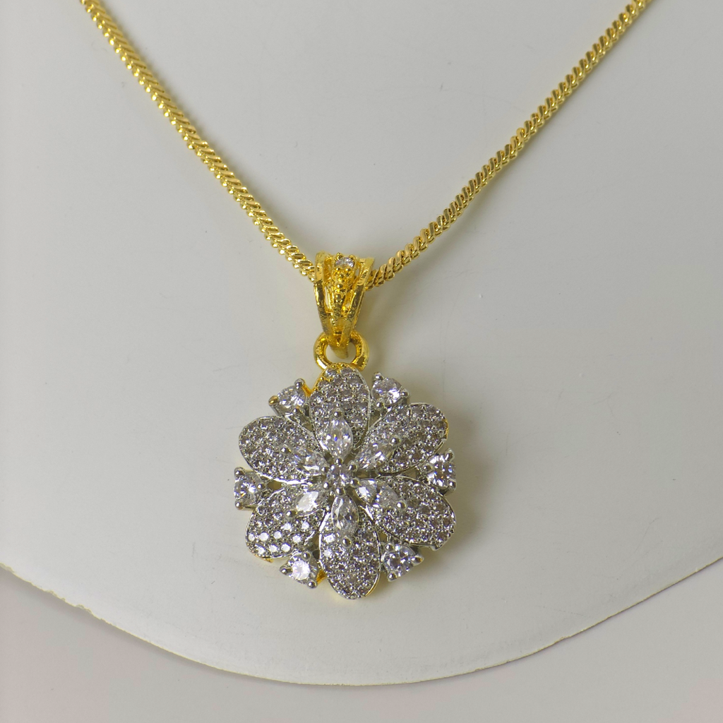 Elegant Golden Cubic Zirconia Pendant Set