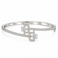 Elegant Silver-Tone Crystal Double-Band Bracelet | سوار أنيق بلون فضي مرصع بالكريستال بتصميم مزدوج