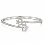Elegant Silver-Tone Crystal Double-Band Bracelet | سوار أنيق بلون فضي مرصع بالكريستال بتصميم مزدوج