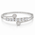 Silver-Tone Double-Row Stone Bangle Bracelet | سوار بلون فضي مرصع بالأحجار بتصميم مزدوج الصفوف