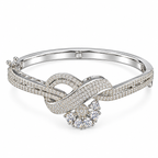 Elegant Silver-Tone Crystal Infinity Knot Bracelet | سوار أنيق بلون فضي بتصميم عقدة اللانهاية مرصع بالكريستال