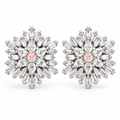 Starburst Crystal Stud Earrings with Pink Centre Stone | أقراط كريستالية بتصميم النجمة وحجر وردي مركزي