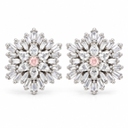 Starburst Crystal Stud Earrings with Pink Centre Stone | أقراط كريستالية بتصميم النجمة وحجر وردي مركزي