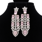 Elegant Crystal Chandelier Necklace & Earrings Set | طقم عقد وأقراط كريستالي أنيق بتصميم متدلي
