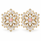 Starburst Crystal Stud Earrings with Pink Centre Stone | أقراط كريستالية بتصميم النجمة وحجر وردي مركزي