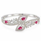 Elegant Crystal Floral Cuff Bracelet | سوار كف أنيق بتصميم زهري مرصع بالكريستال