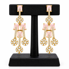 Pink Crystal Gold-Tone Drop Earrings | أقراط متدلية بلون ذهبي مع كريستال وردي