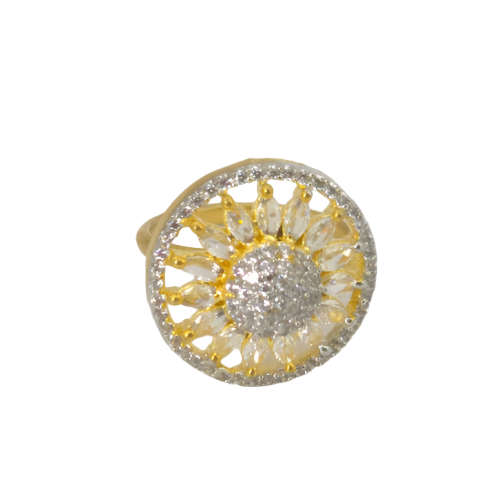 Exquisite Golden Cubic Zirconia Ring
