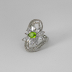 Exquisite Green Cubic Zirconia Silver Ring