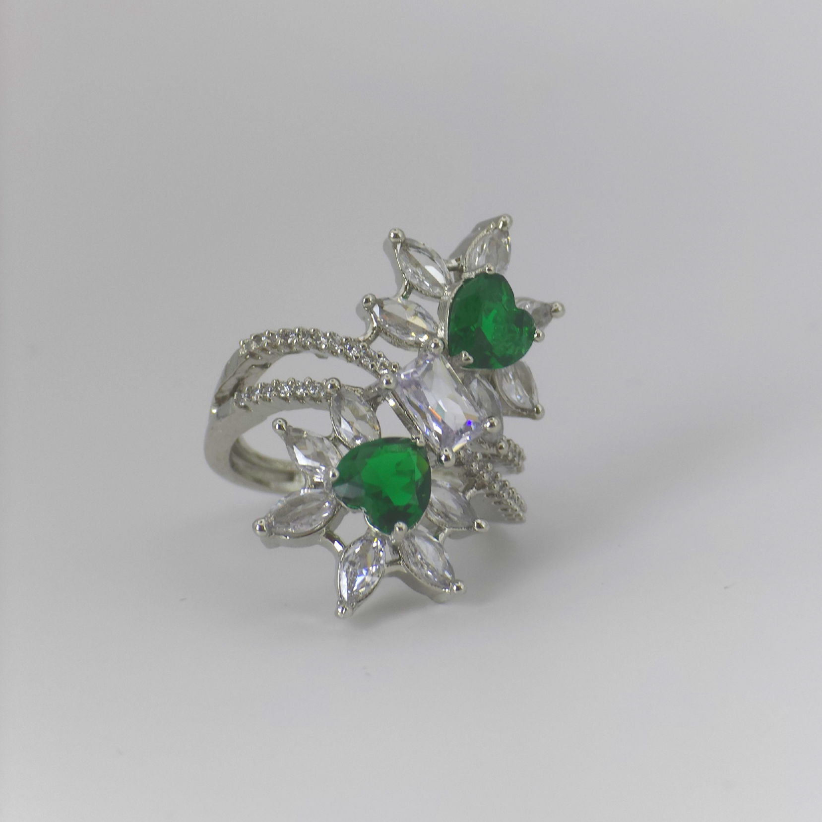 Classic Green Cubic Zirconia Silver Ring