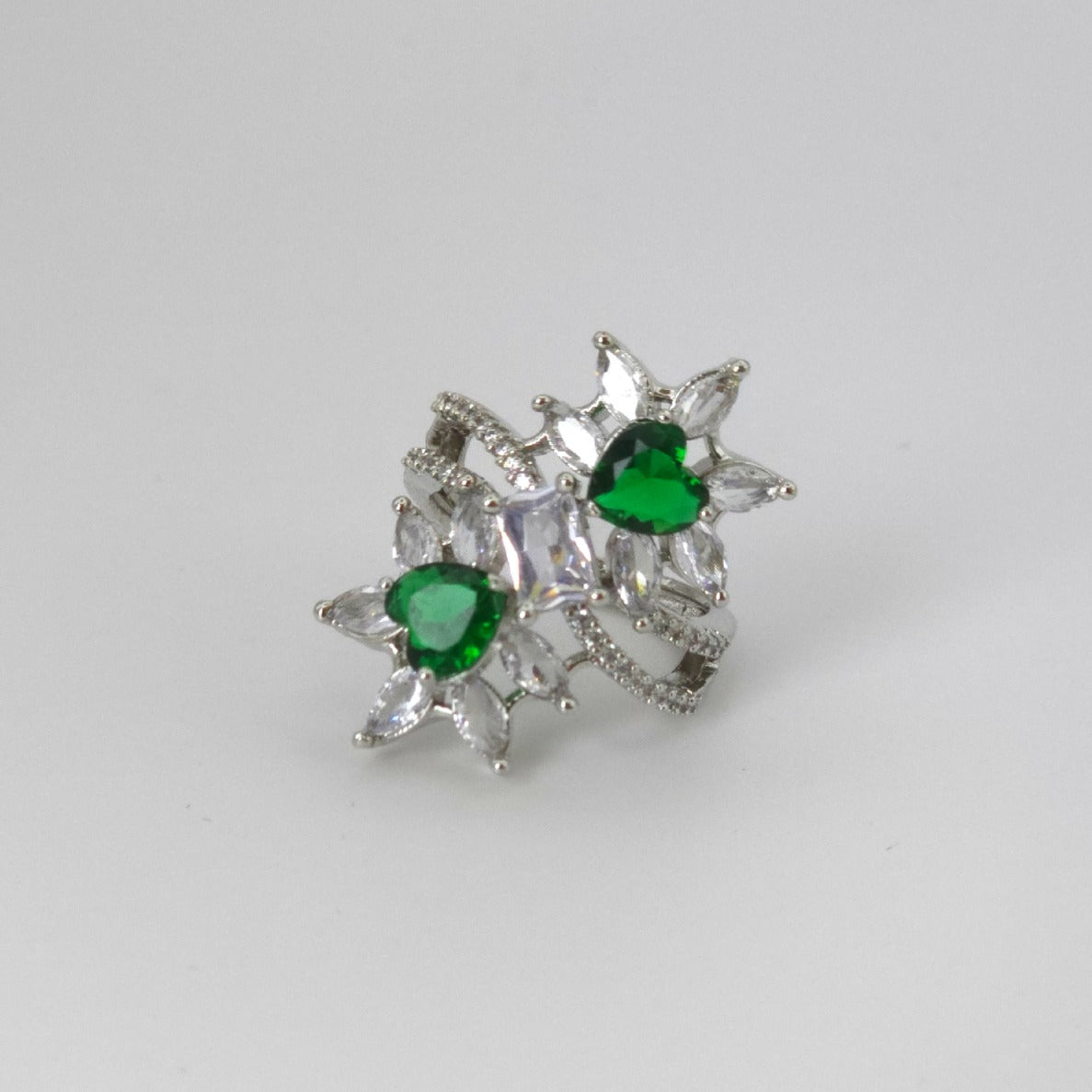 Classic Green Cubic Zirconia Silver Ring
