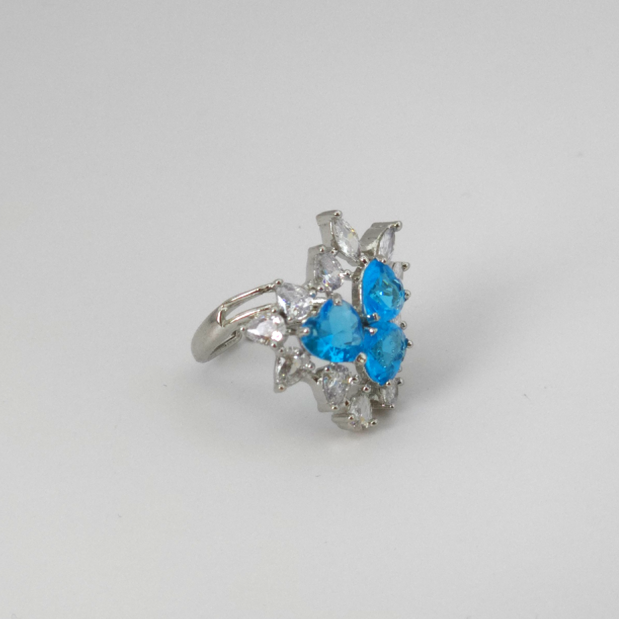 Classic Blue Cubic Zirconia Silver Ring