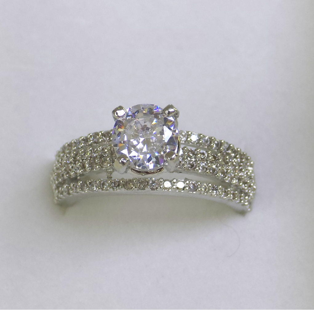 Elegant Silver Cubic Zirconia Statement Ring