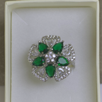 Elegant Green Cubic Zirconia Silver Ring