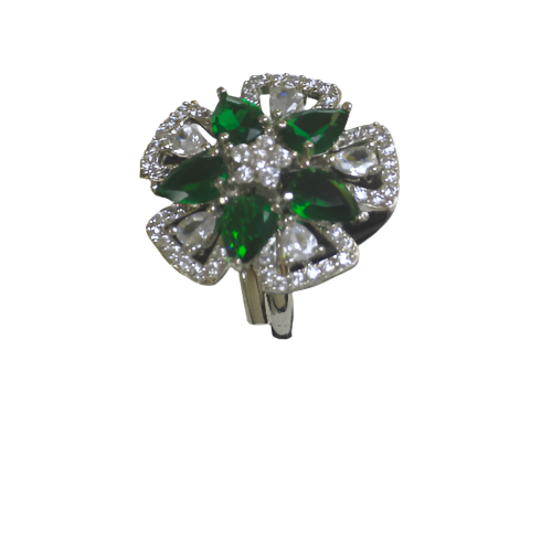 Elegant Green Cubic Zirconia Silver Ring