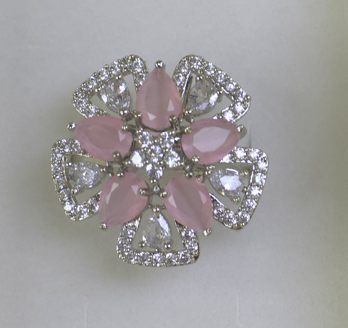 Elegant Pink Cubic Zirconia Silver Ring