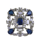 Square Floral Cubic Zirconia Silver Ring