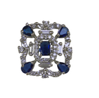 Square Floral Cubic Zirconia Silver Ring