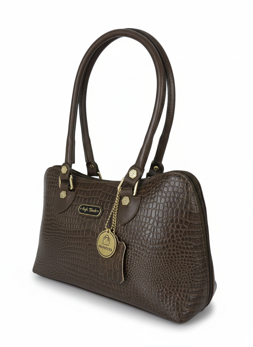 Brown Croc Full Zip Bunny Handbag – Premium Tote