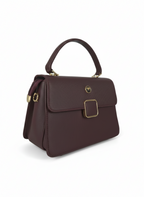 Brown Square Lock Sling Bag