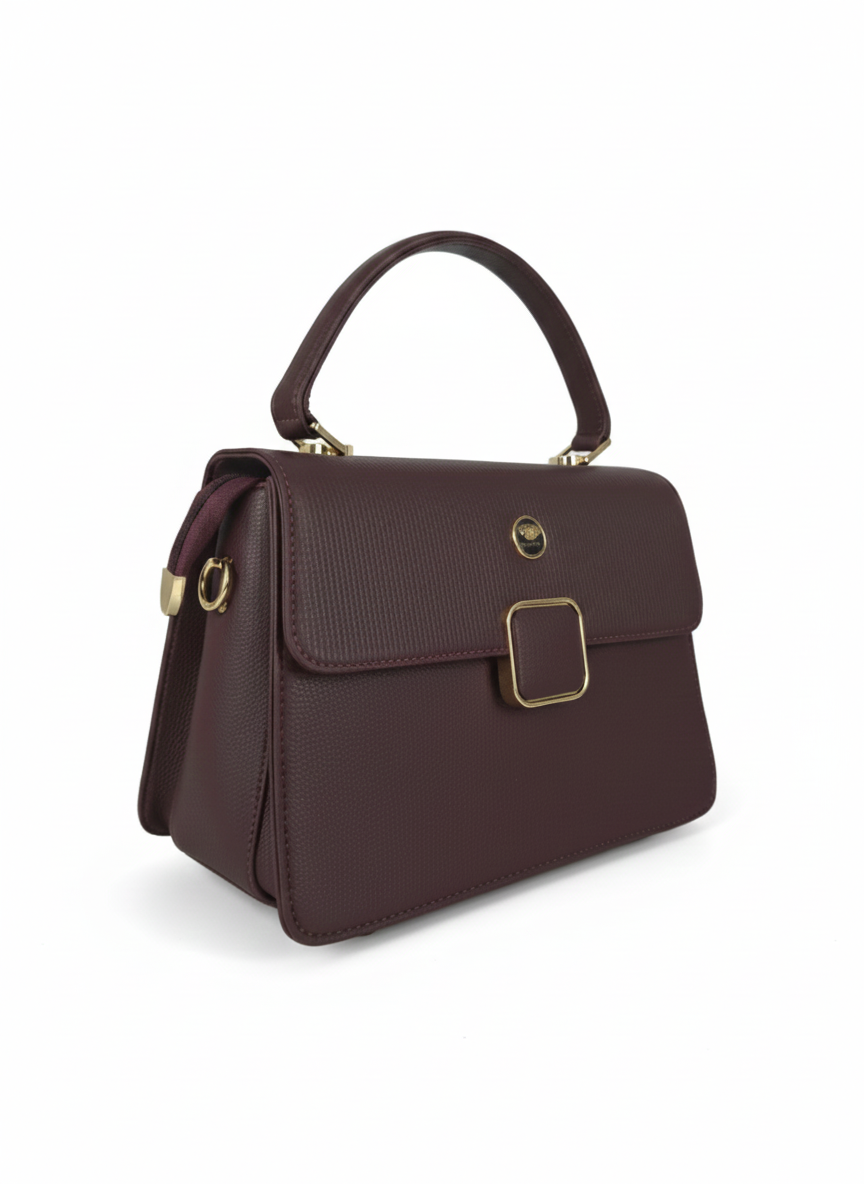 Brown Square Lock Sling Bag