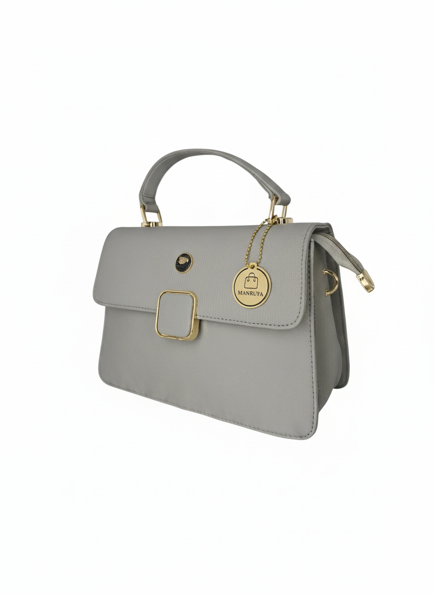 Grey Square Lock Sling Bag