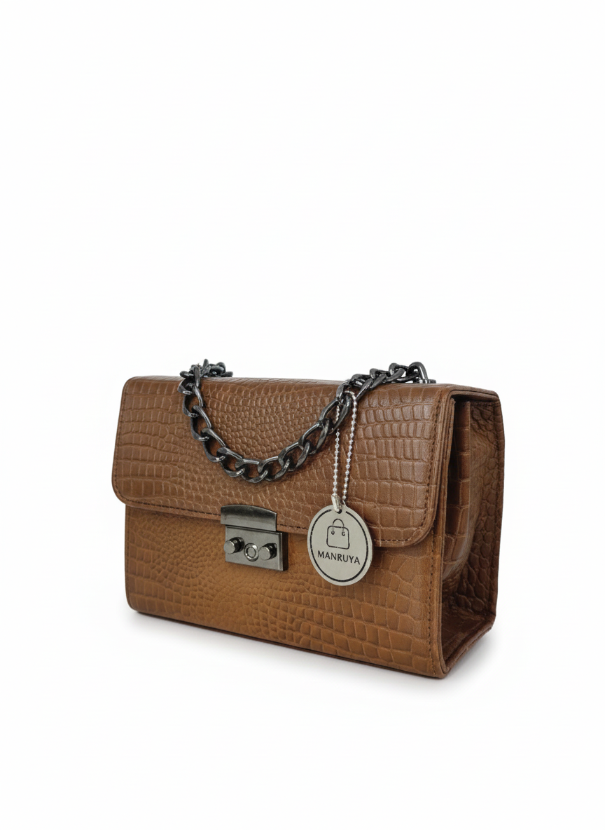 Brown Box Full Chain Handle Crossbody