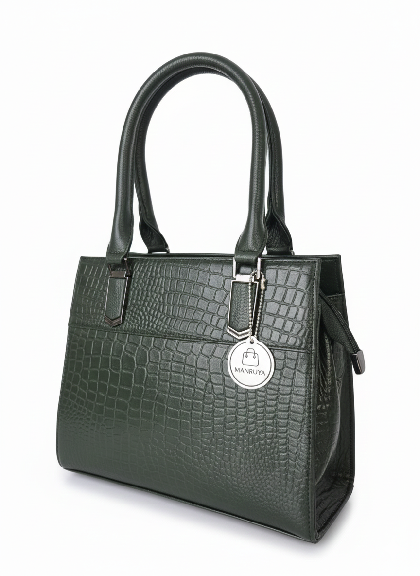 Dark Green Plain Handbag