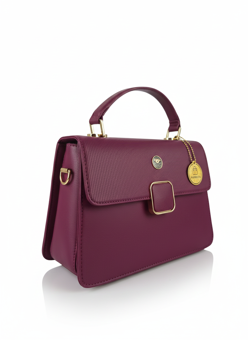 Deep Pink Square Lock Sling Bag