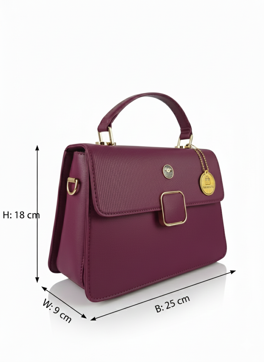 Deep Pink Square Lock Sling Bag