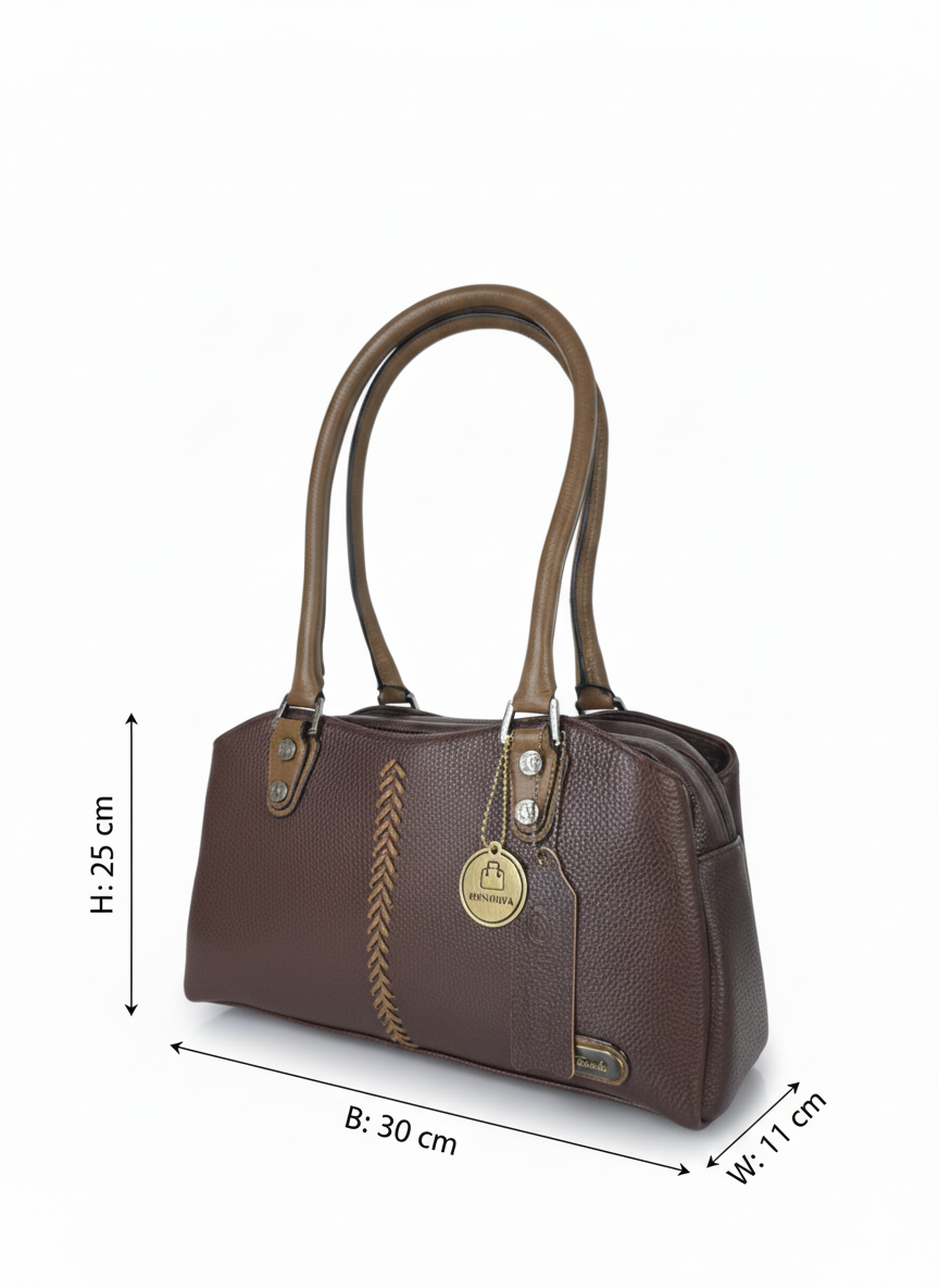Brown Bunny Handle Handbag – 3 Chain Detail