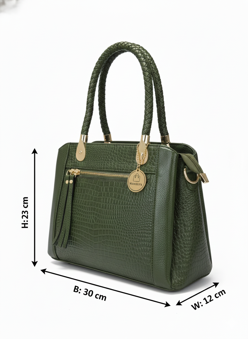 Green Cris-Cross Handle Handbag