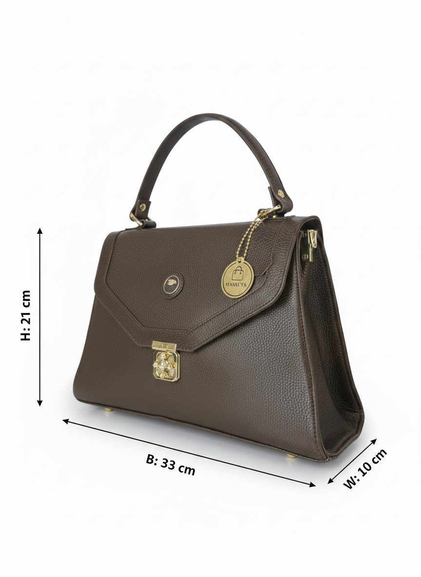 Brown Fancy Lock Handbag