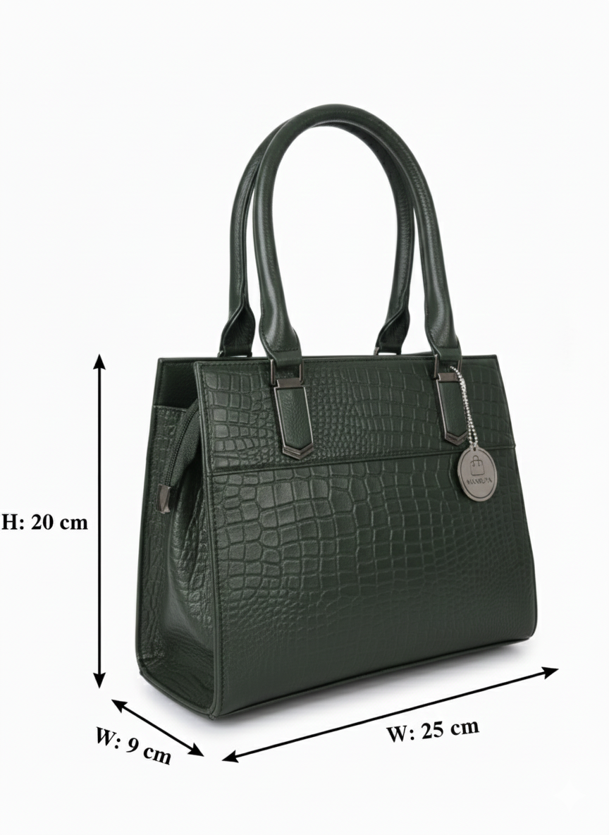 Dark Green Plain Handbag