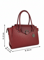 Maroon Full Croc Flap Handbag