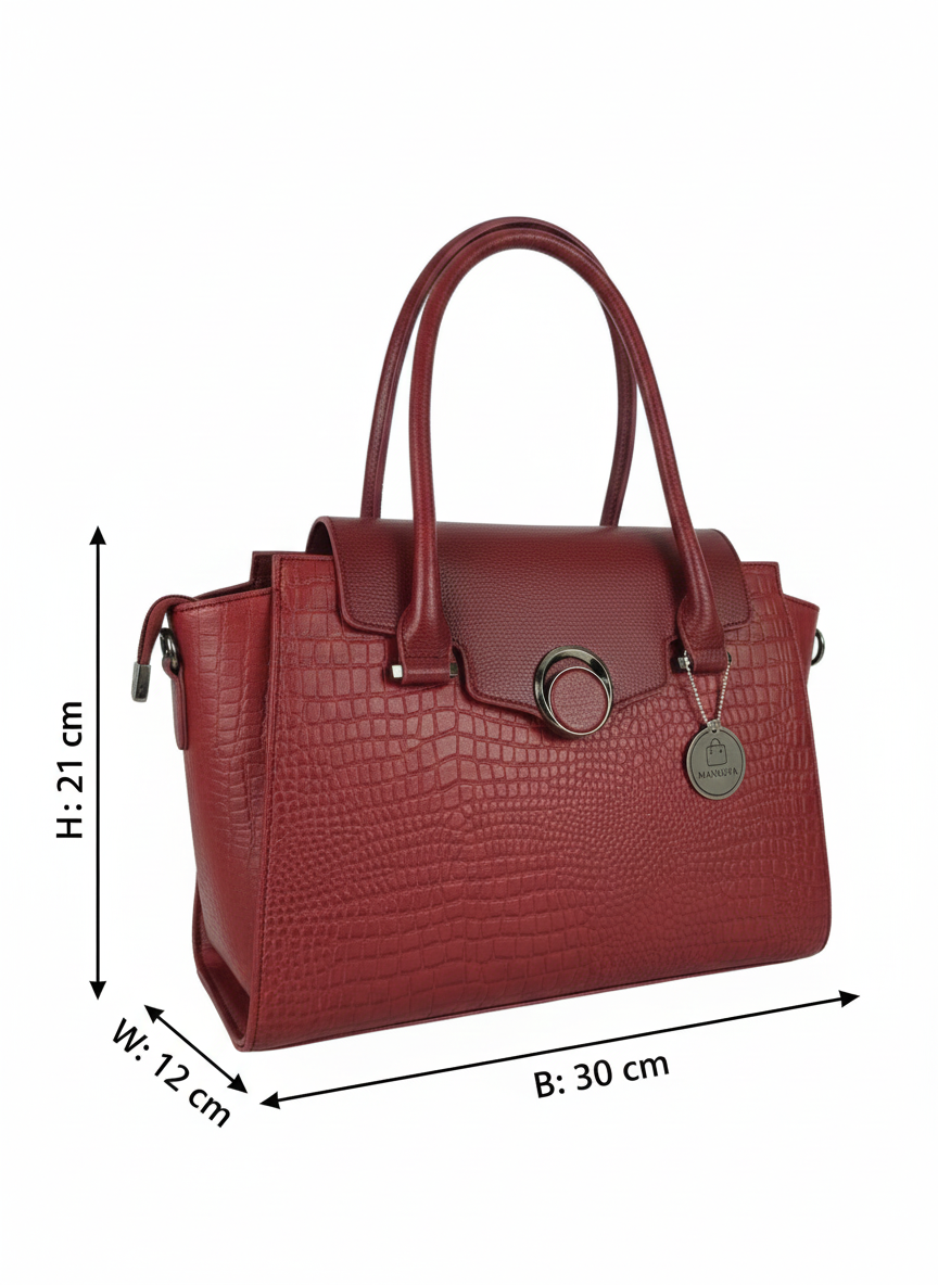 Maroon Full Croc Flap Handbag