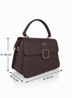 Brown Square Lock Sling Bag