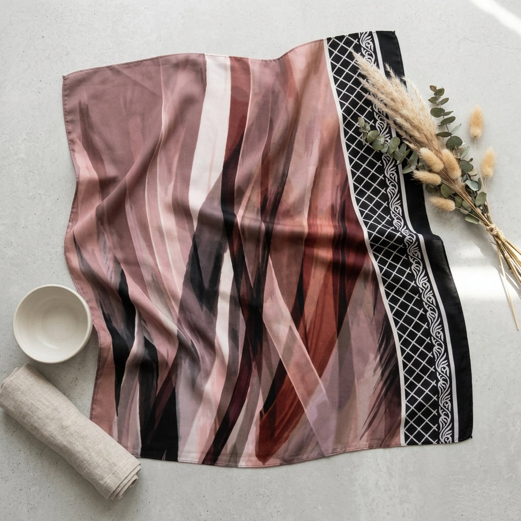 Luxury Abstract Print Softy Cotton Shayla Hijab | شيلة سوفتي قطن فاخرة بنقشة فنية أنيقة - Fabric Softy Cotton | القماش سوفتي قطن