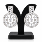 Silver-Tone Crystal Halo Drop Earrings | أقراط متدلية بتصميم هالة كريستالية بلون فضي