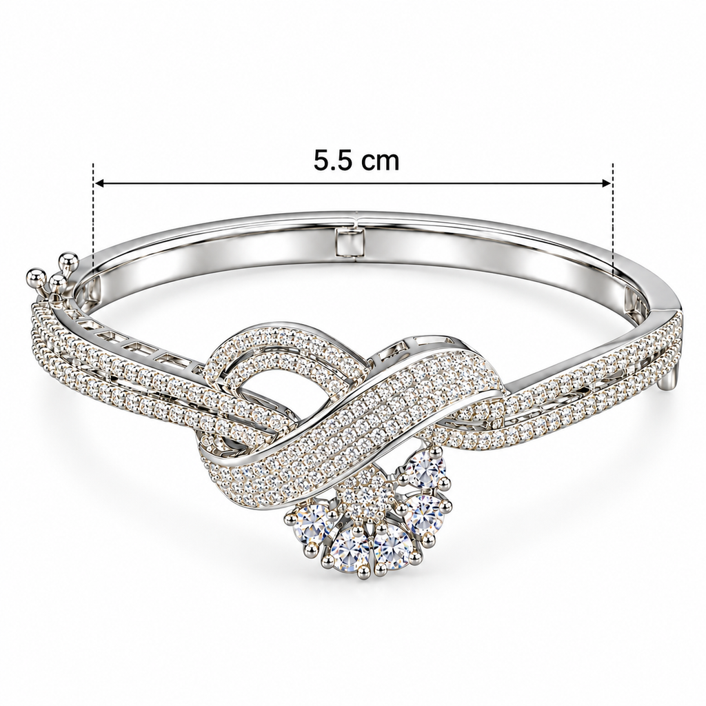 Elegant Silver-Tone Crystal Infinity Knot Bracelet | سوار أنيق بلون فضي بتصميم عقدة اللانهاية مرصع بالكريستال