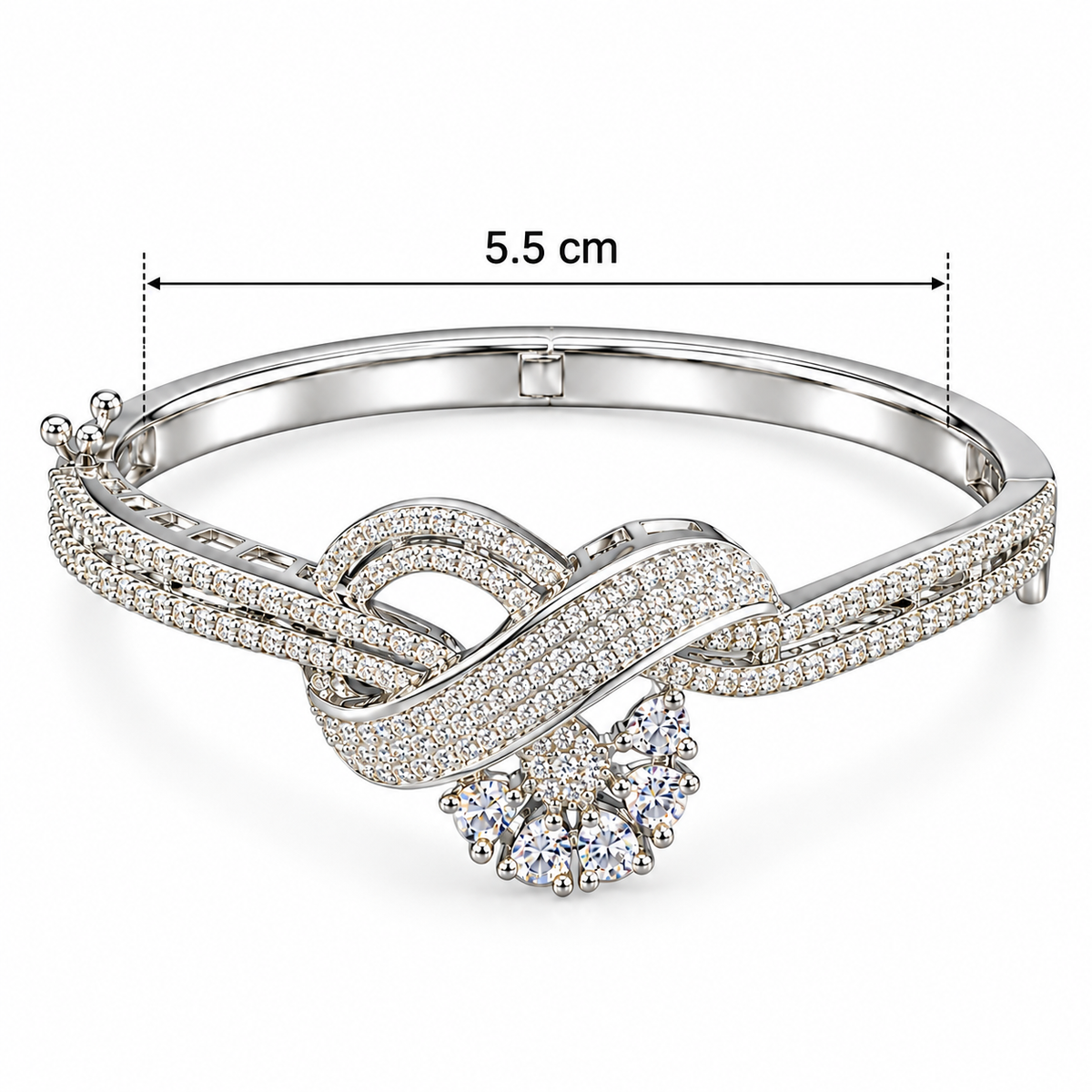 Elegant Silver-Tone Crystal Infinity Knot Bracelet | سوار أنيق بلون فضي بتصميم عقدة اللانهاية مرصع بالكريستال