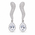 Silver-Tone Pavé Teardrop Drop Earrings | أقراط متدلية باللون الفضي بتصميم الدمعة المرصّع